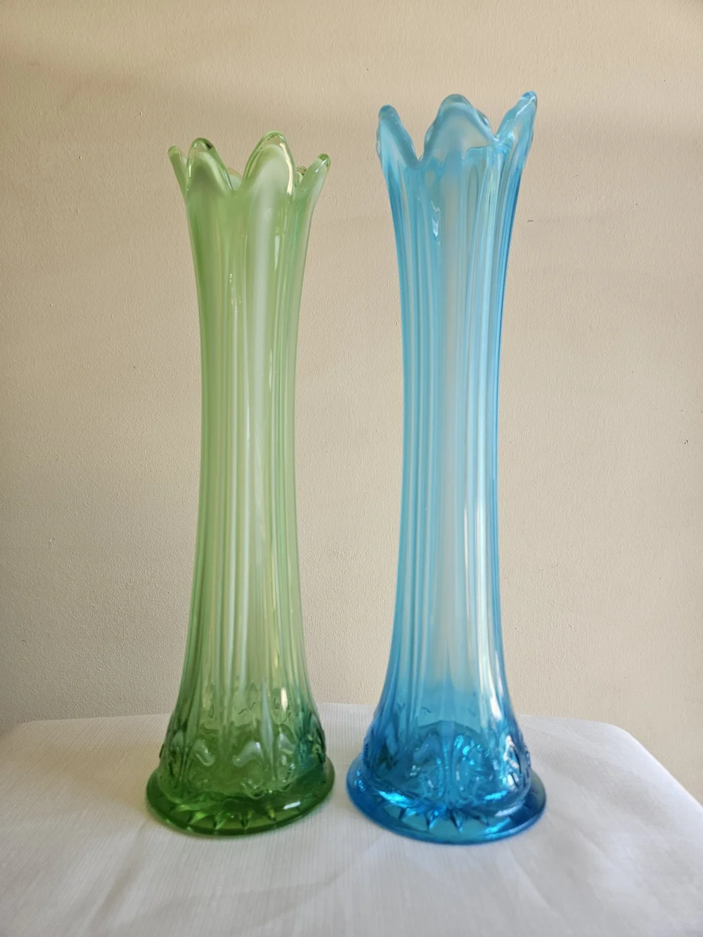 Fenton Opalescent Swung Vases